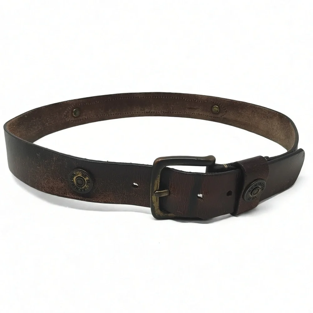 Remington Leather Belt Size 38 12 Gauge Shotgun Shell Accents Western Workwear